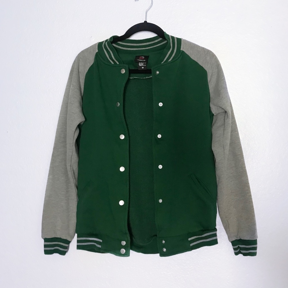 basic green womens varsity jacket